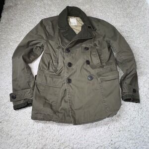 Gap Peacoat Mens Small Army Green Double Breasted Flap Pockets Lined